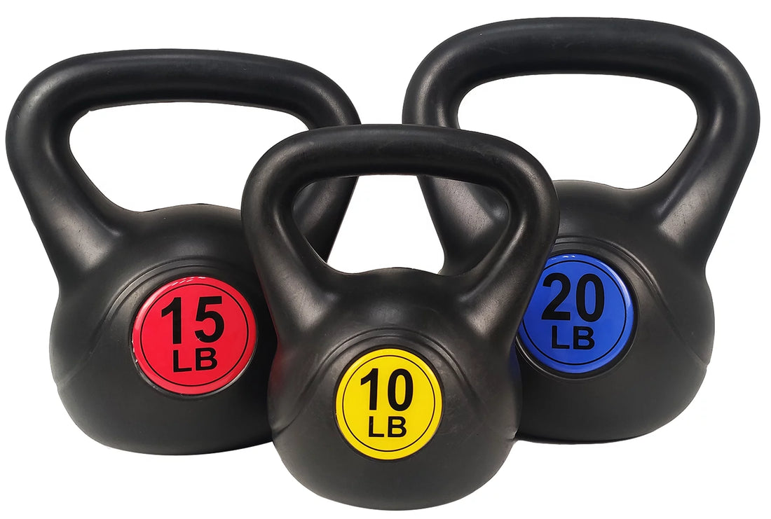 PowerFit Strength Kettlebell Set - 3-Piece Fitness Weights (10Lb, 15Lb, 20Lb) for Home Training