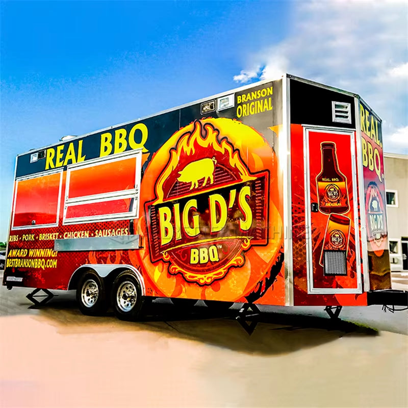 Grill Food Truck Outdoor Mobile Kitchen Fully Equipment Ice Cream Cart Hot Dog Pizza BBQ Trailer Custom Food Truck Trailer