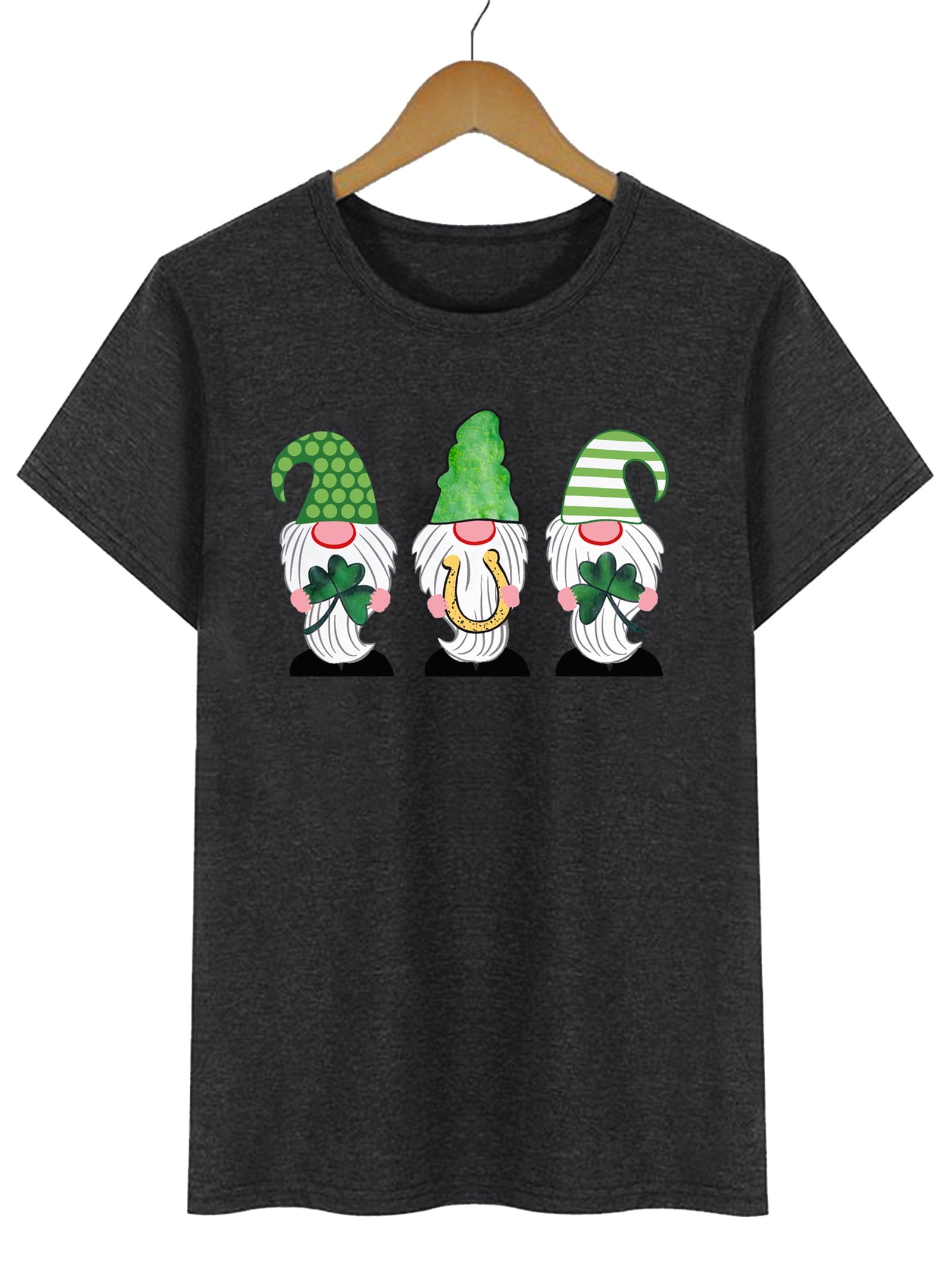 St. Patricks Day Shirt for Womens Cute Gnomes T-Shirt Shamrock Printed Shirts Short Sleeve Graphic Tees Tops