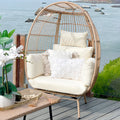 CozyNest Wicker Egg Chair - Oversized Lounger with Stand & Cushions for Outdoor Patio