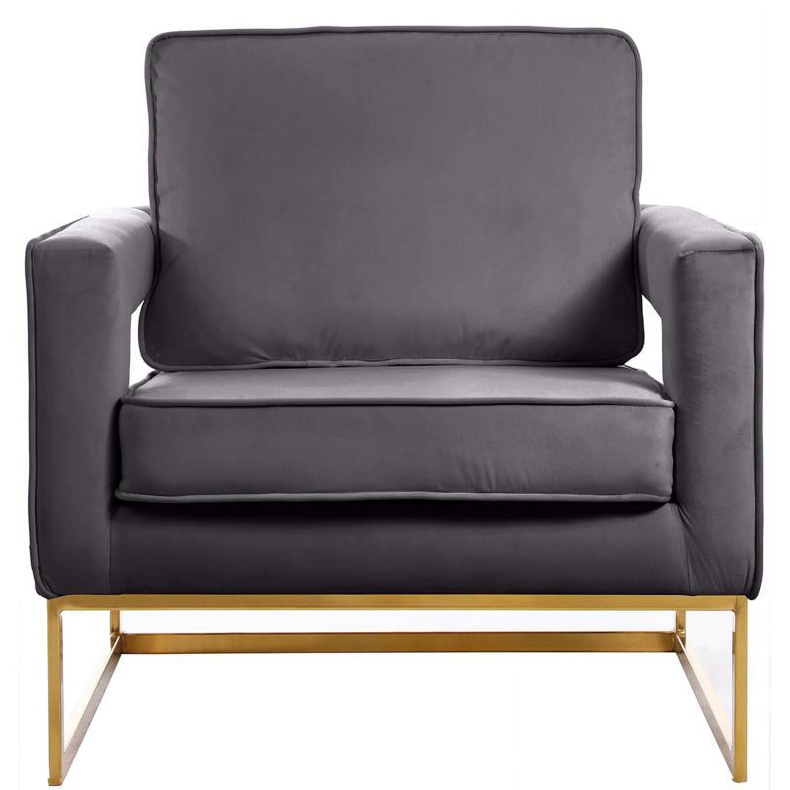 OpulentNoah Gray Velvet Accent Chair - Luxurious Gold Iron Base for Modern Living Space