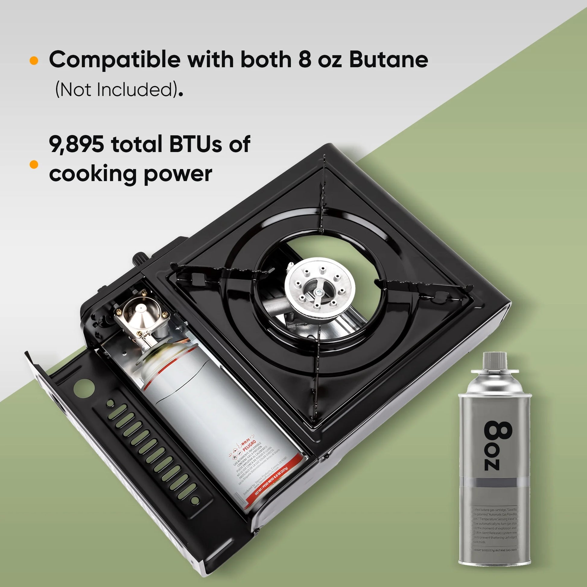 AdventureFuel Portable Camping Gas Stove - 9,800 BTU Butane Outdoor Cooking Stove