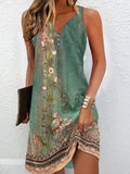 Women'S Dresses Summer Fashion Stitching V Neck Loose Bohemian Vacation Woman Basic Sleeveless Vestidos