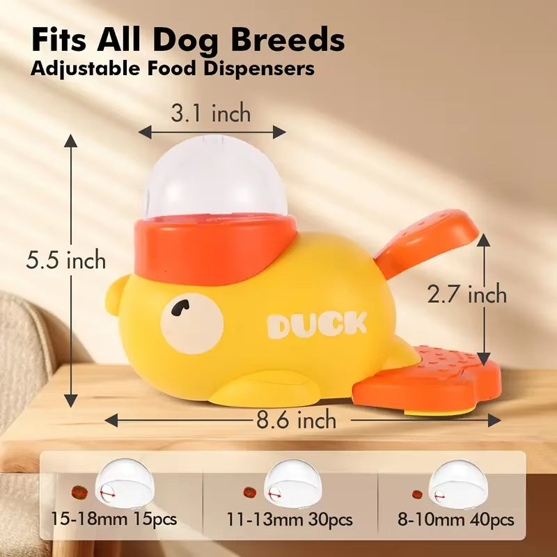 Yellow Duck-Shaped Durable Dog Treat Dispenser Puzzle Toy for Training