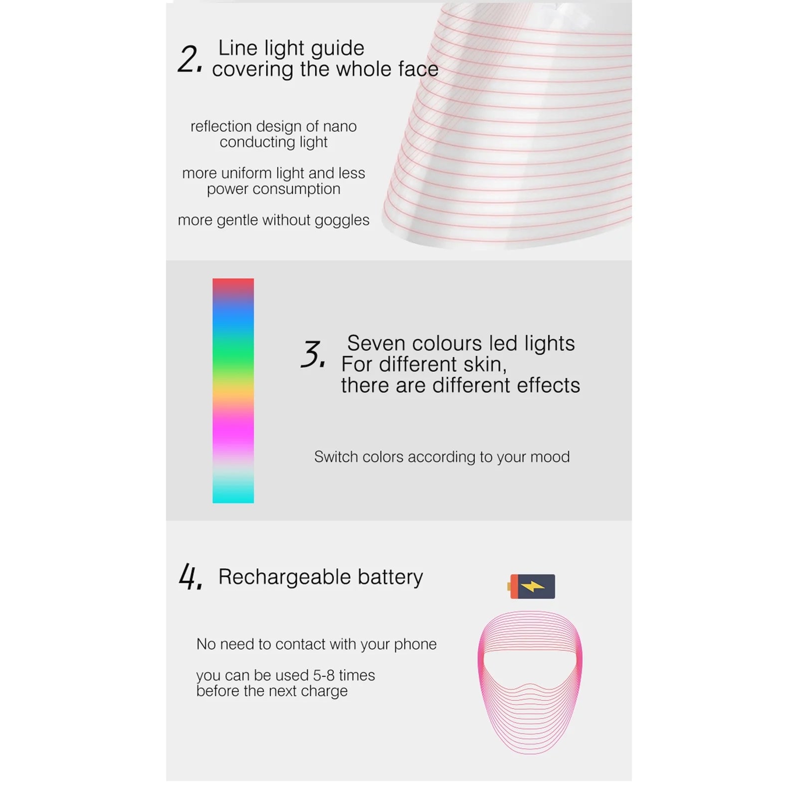 LED Face Mask Light Therapy, 7 Colors Light Therapy Mask for Skin Care at Home