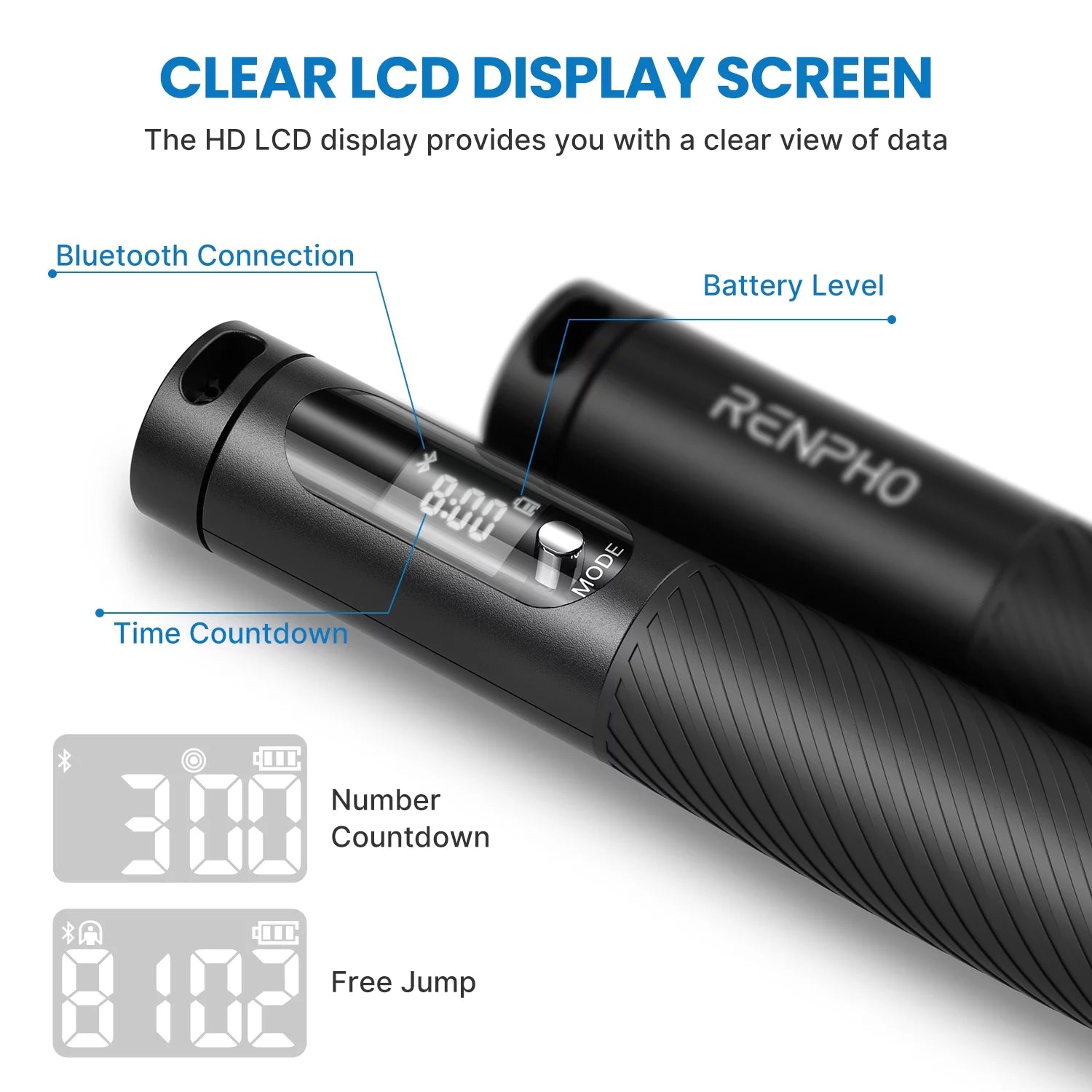 FitTrack 9FT Smart Jump Rope - Adjustable with Calorie & Time Tracking, Black