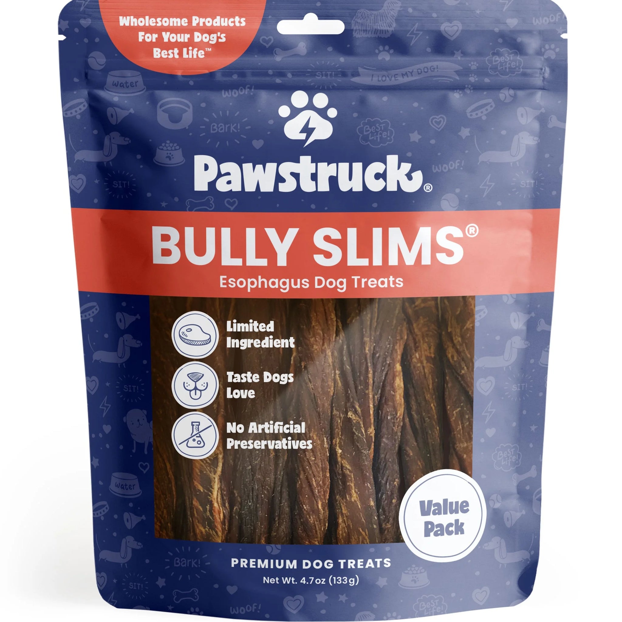 PureBites Beef Bully Sticks - All-Natural Gullet Chew Treats for Dogs, 4.7 Oz Pack