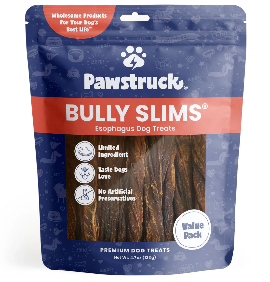 PureBites Beef Bully Sticks - All-Natural Gullet Chew Treats for Dogs, 4.7 Oz Pack
