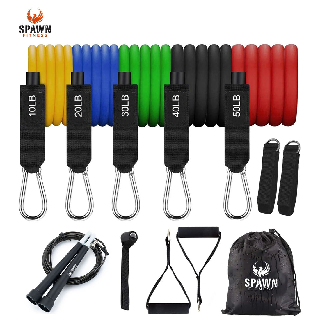FitFlex Resistance Bands Set – 11-Piece Home Gym Kit with Carry Bag & Jump Rope
