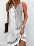 Women'S Dresses Summer Fashion Stitching V Neck Loose Bohemian Vacation Woman Basic Sleeveless Vestidos