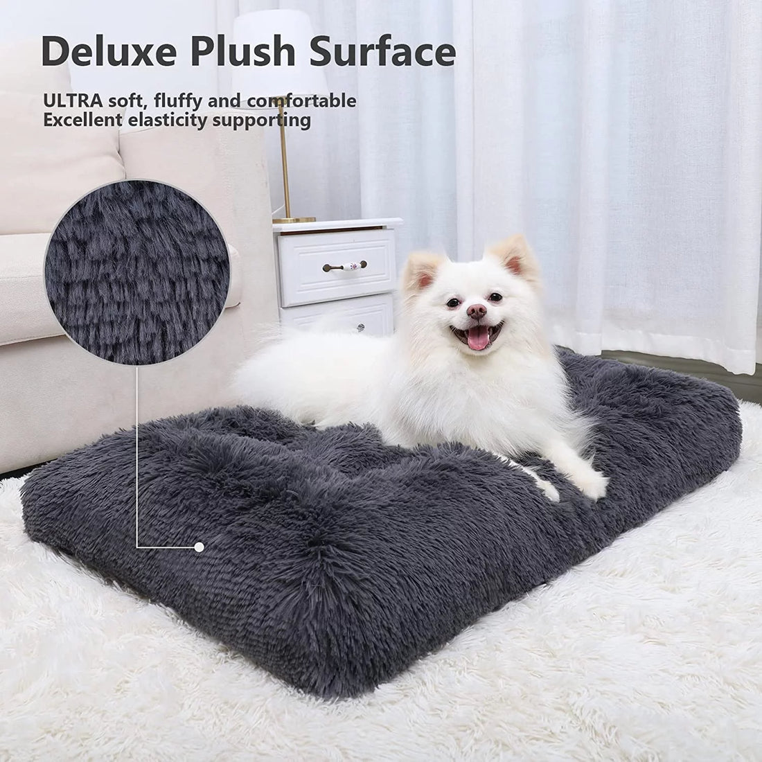 CozyPaws Large Dog Bed - Washable Plush Soft Fluffy Pet Bed for Big Dogs 41 Inch