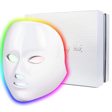 Led Face Mask Light Therapy,  Red Light Therapy for Face, 7 Colors LED Facial Skin Care Mask for Women Skin Care at Home