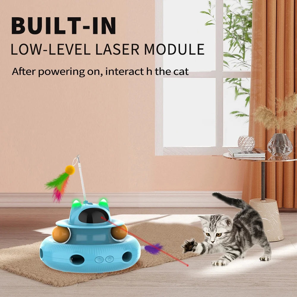 Cornmi PlayPal - 4-in-1 Interactive Smart Cat Toy with Laser, Feather Wand, and Rotating Modes