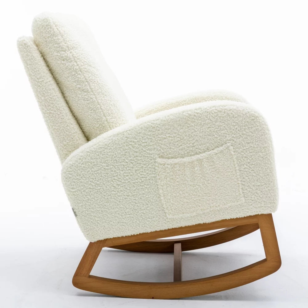 CozyGlide Rocking Chair - Upholstered Accent Armchair with Padded Seat & Side Pocket