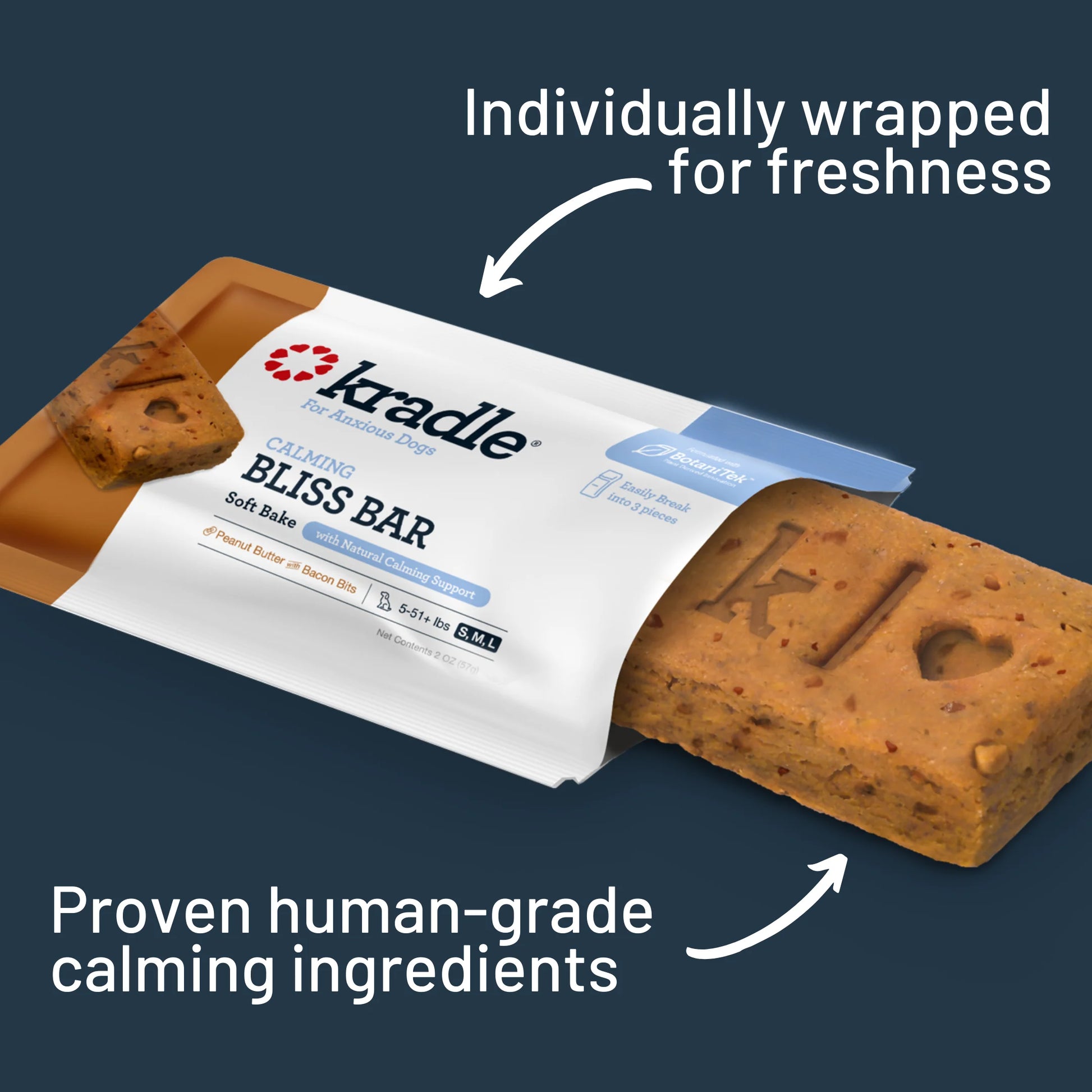 CalmBites Soft-Bake Dog Treats - Peanut Butter & Bacon Bars, 2-Pack