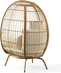CozyNest Wicker Egg Chair - Oversized Lounger with Stand & Cushions for Outdoor Patio