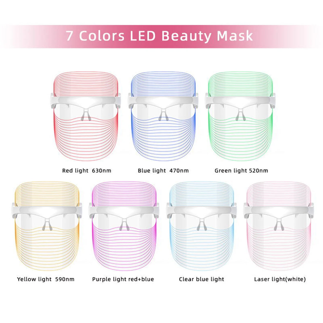 LED Face Mask Light Therapy, 7 Colors Light Therapy Mask for Skin Care at Home