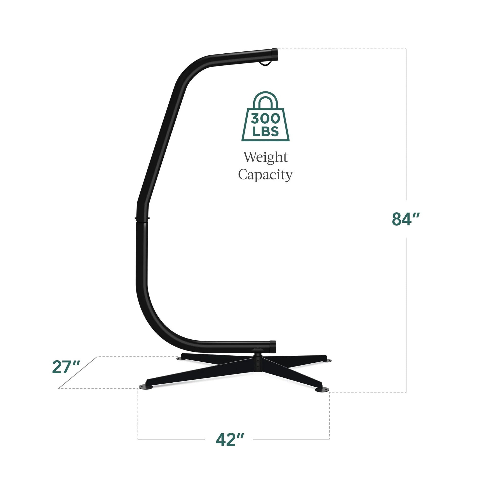 RelaxHaven Metal Hanging Hammock Stand - Weather-Resistant Black C-Stand with Offset Base