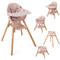 TimberTots 6-in-1 Convertible Baby Highchair - Pink Infant Feeding Chair with Removable Tray