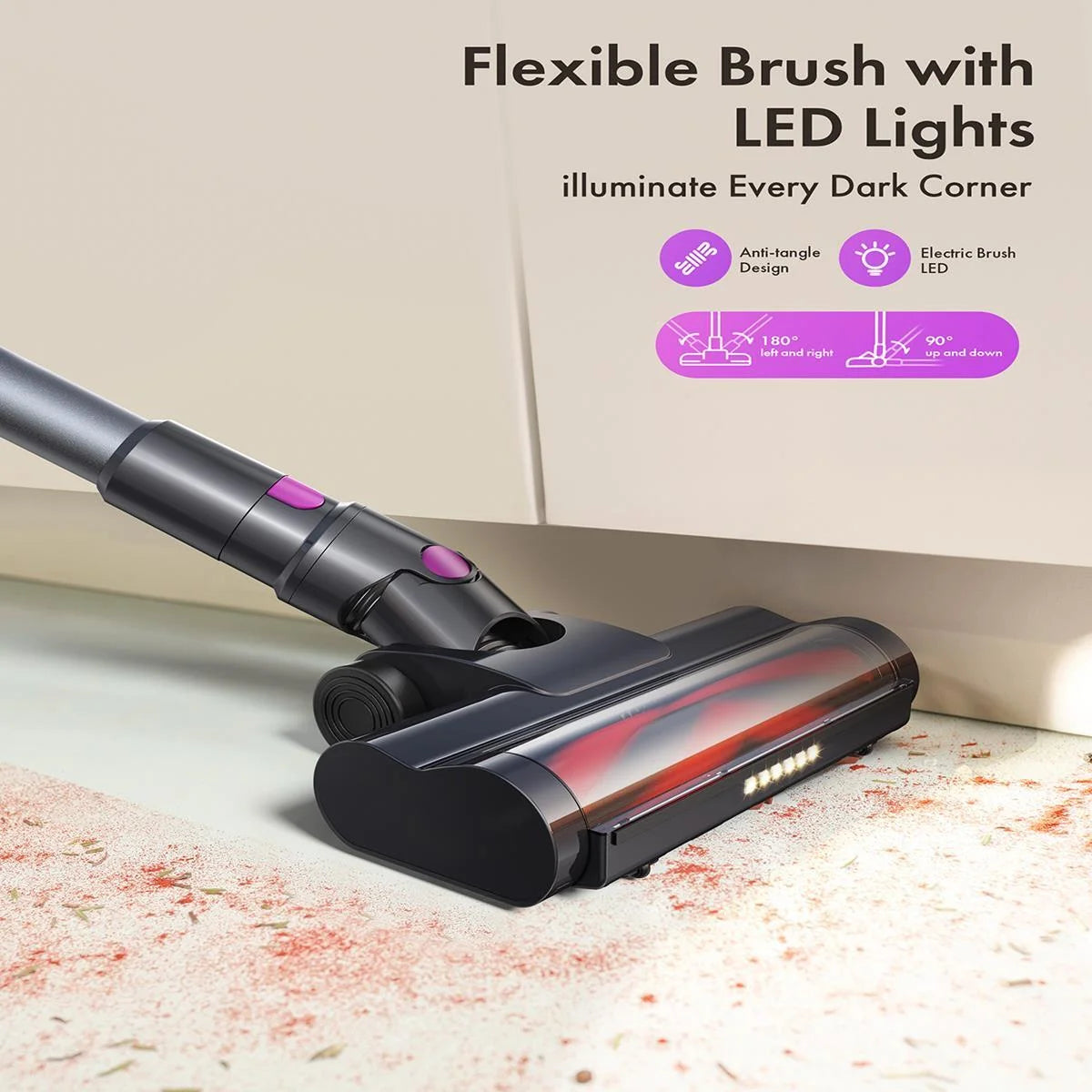 PowerClean Cordless Vacuum - 300W 23Kpa Suction, LED Display, 48Min Runtime, Lightweight Stick