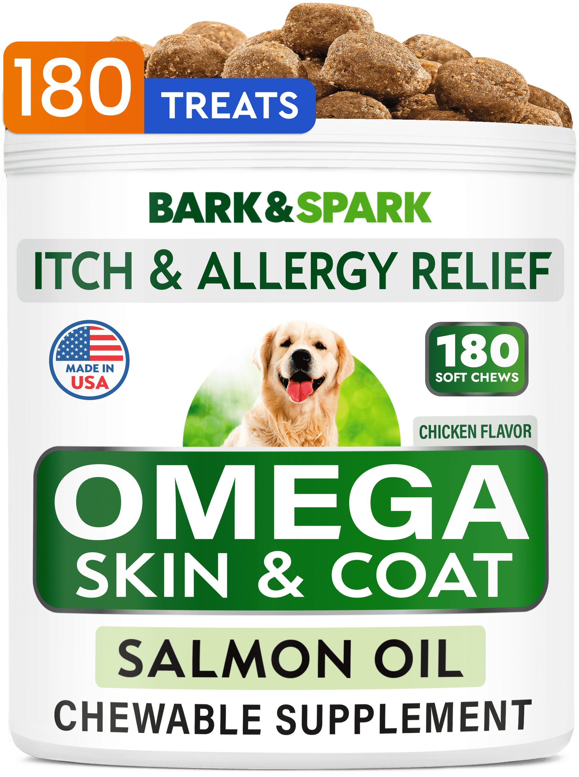 OmegaBoost Canine Health - 180 Fish Oil Soft Chews for Shedding, Skin Allergies & Joint Care