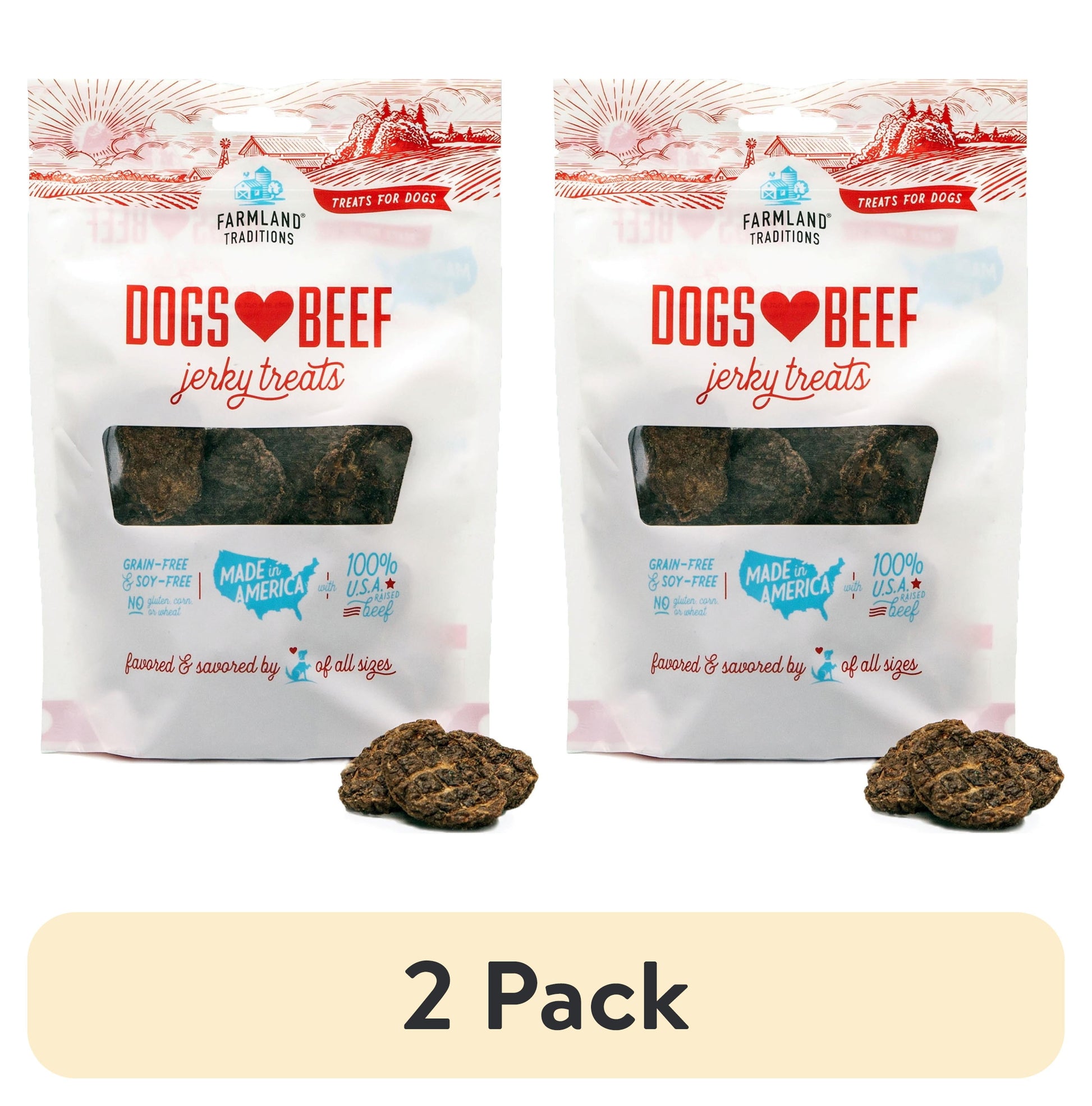 2-Pack Dogs Love Beef Jerky Treats - Air-Dried Savory Dog Snacks, Beef Flavor, 13.5 oz Bags