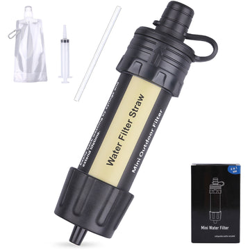PureFlow Mini Water Filter - Portable Survival Straw for Hiking, Camping, and Backpacking