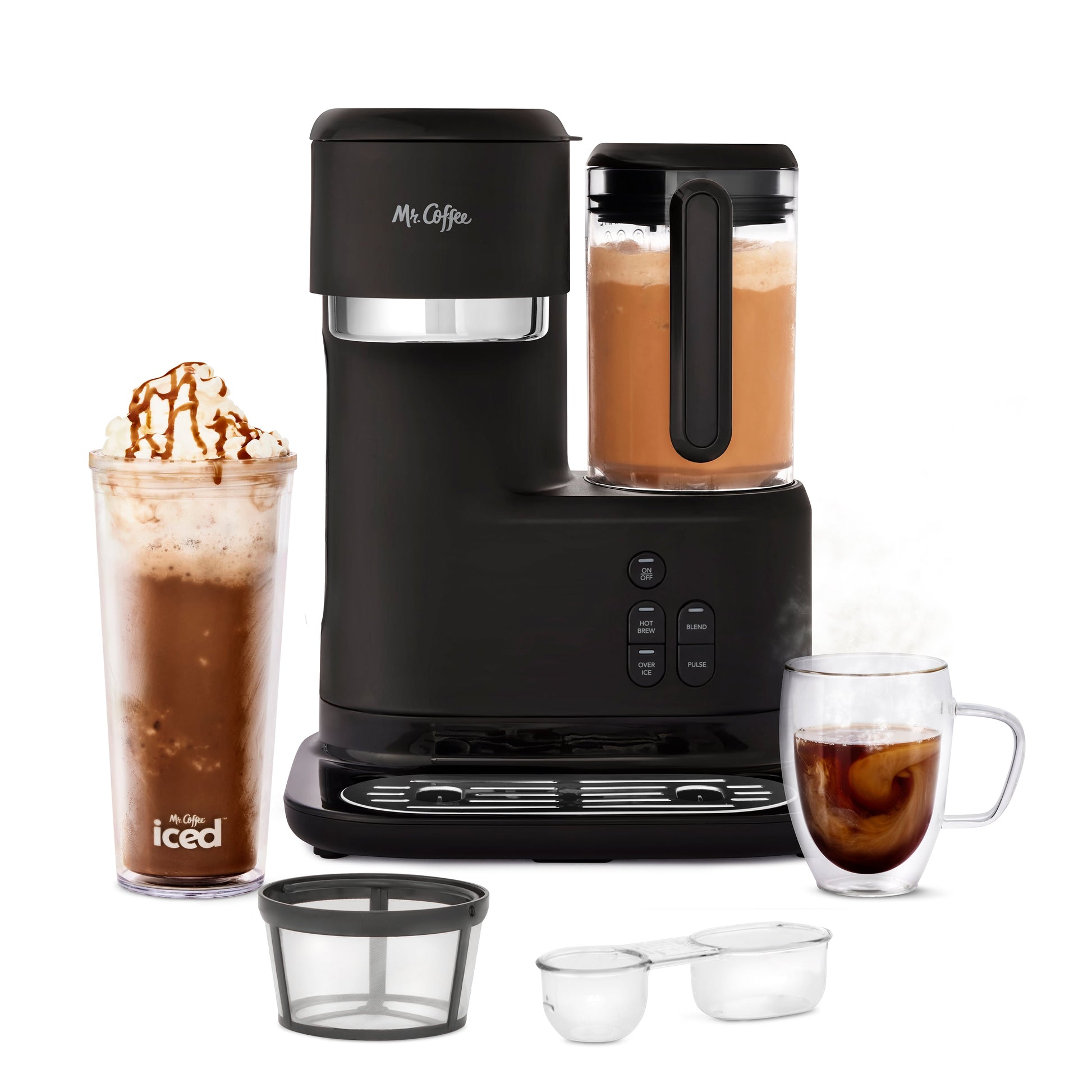 BrewCraft Frappe & Iced Coffee Station - Single Serve Coffee Maker with Integrated Blender, Black Finish