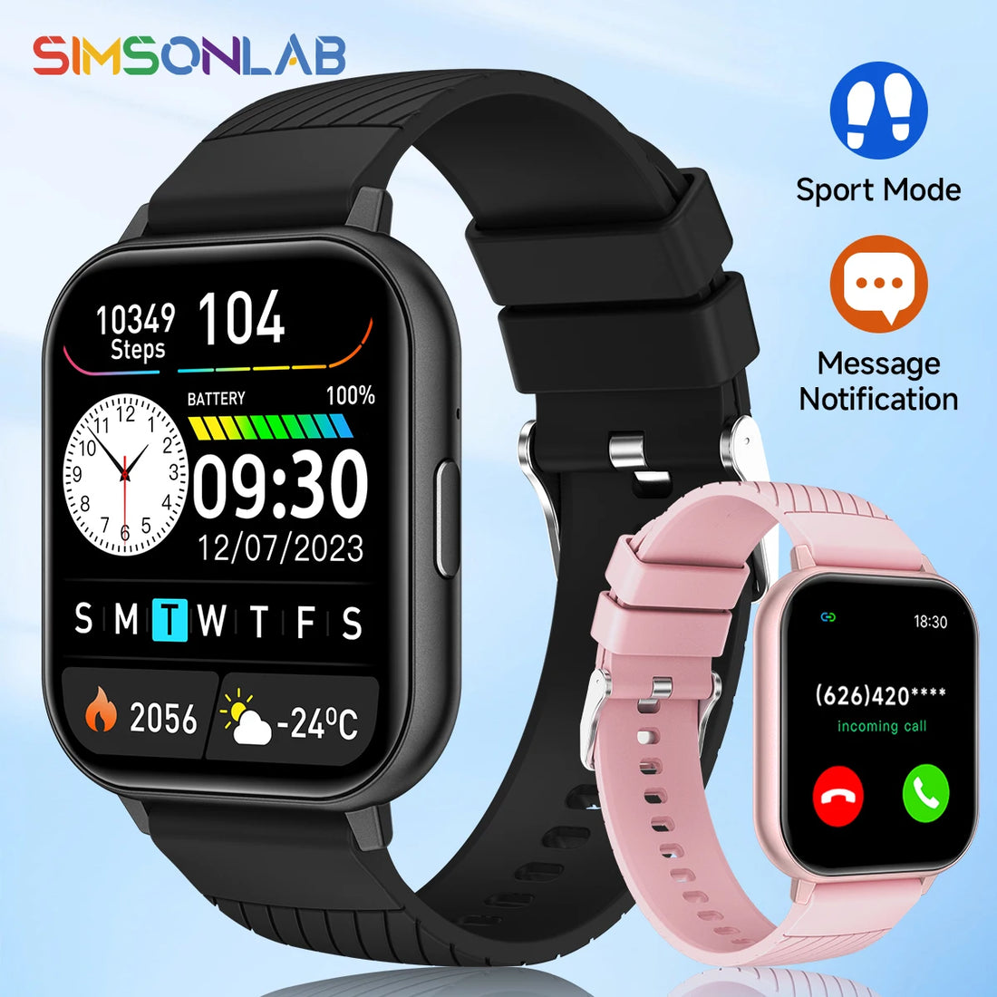 1.83 Inch HD Large Screen Smart Watch Bluetooth Call Sleep Monitoring Exercise Music Playback for Men and Women