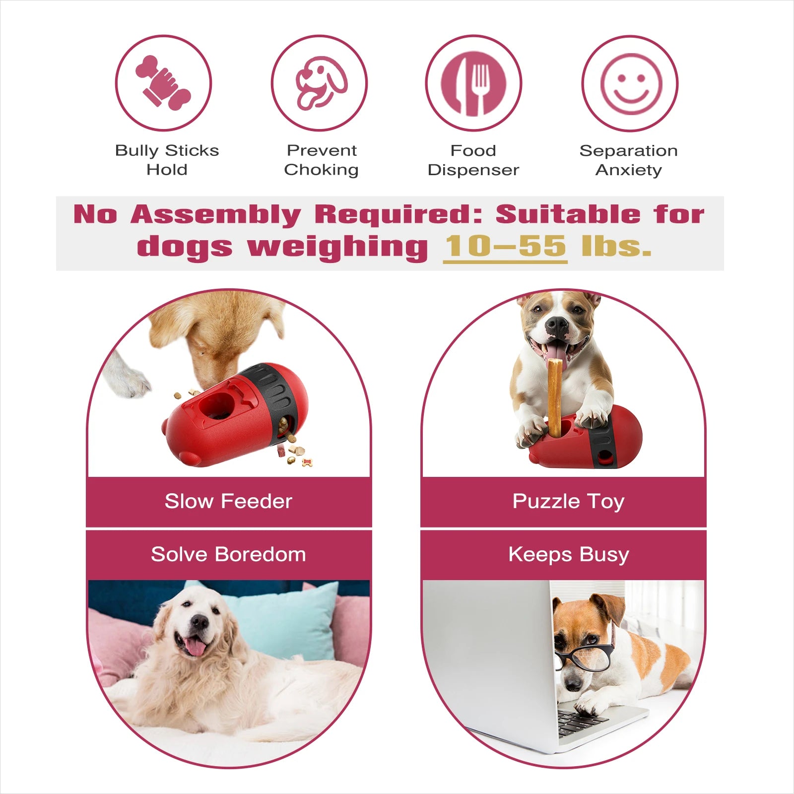 Dog Toy Bully Stick Holder Slow Feeder Ball for Small Medium Dogs