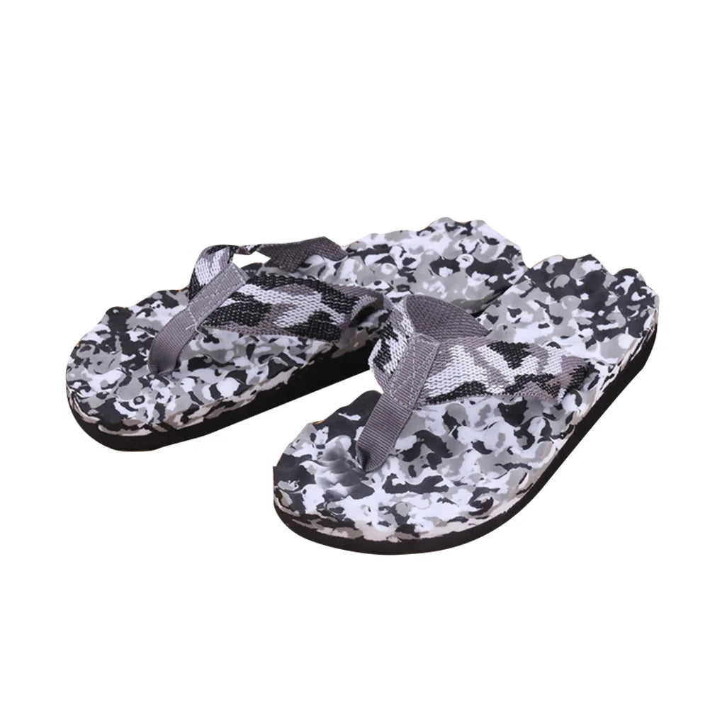 Men Flops Antiskid Camouflage Sandals Slipper for Indoor Outdoor Home Beach - Size 45(Black)