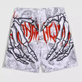 Elastic Waist Jogging Shorts, Swim Trunks, Board Shorts, Summer Beach Shorts with Hand Print, Y2K Shorts for Men, Ropa Hombre
