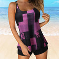 Tankini Swimsuits for Women 2024 Summer Two Piece Bathing Suits Print Sling Swim Tank Top with Shorts Beach Swimwear