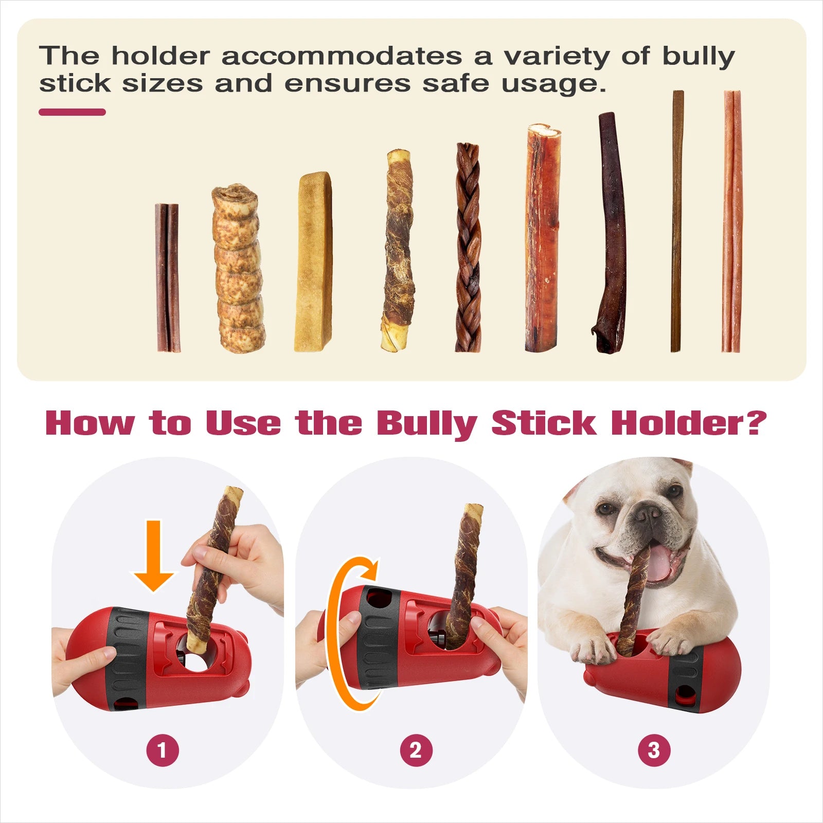 Dog Toy Bully Stick Holder Slow Feeder Ball for Small Medium Dogs