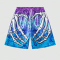 Elastic Waist Jogging Shorts, Swim Trunks, Board Shorts, Summer Beach Shorts with Hand Print, Y2K Shorts for Men, Ropa Hombre