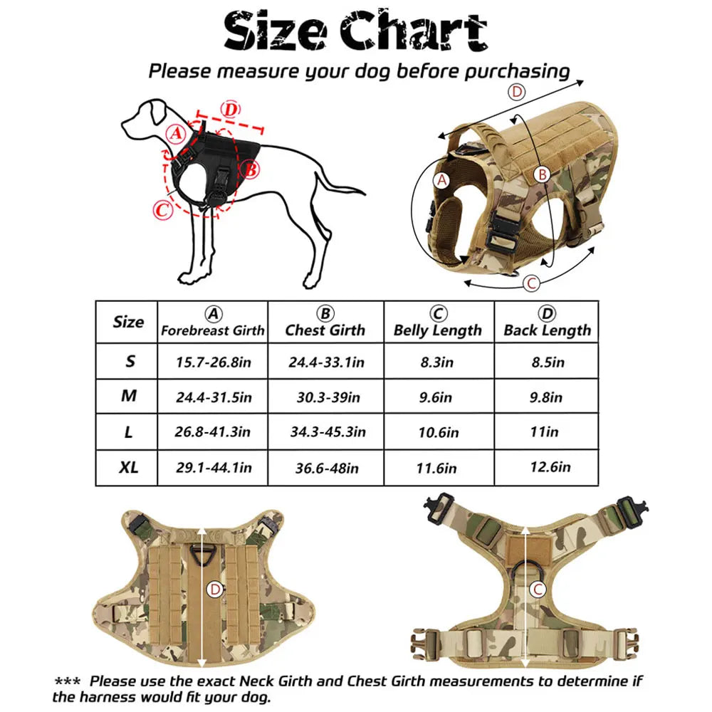 German Shepherd Malinois Large Dog Harness and Leash Set – Training Walking Vest for Medium & Large Dogs