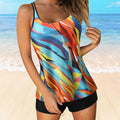Tankini Swimsuits for Women 2024 Summer Two Piece Bathing Suits Print Sling Swim Tank Top with Shorts Beach Swimwear