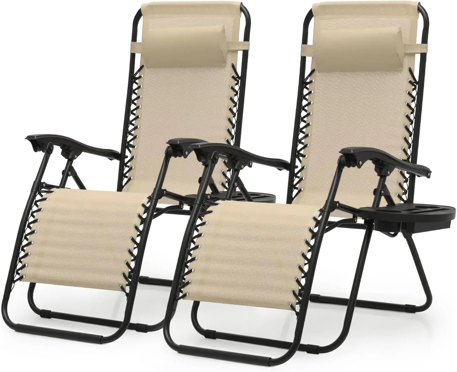 Zero Gravity Lounge Chairs, Portable Folding Reclining with Pillow for Outdoor, Patio, Beach, Camping