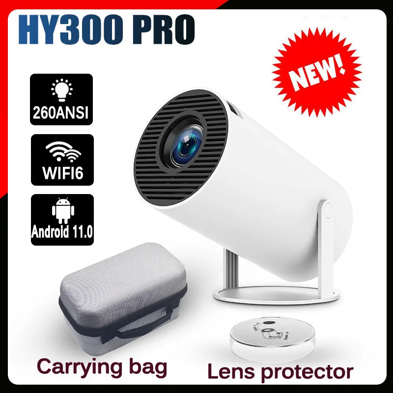 Hy300 Pro Projector 4K Android 11 Dual Wifi6 260ANSI BT5.0 HD Outdoor Portable Home Cinema 1080P 1280*720P