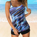 Tankini Swimsuits for Women 2024 Summer Two Piece Bathing Suits Print Sling Swim Tank Top with Shorts Beach Swimwear