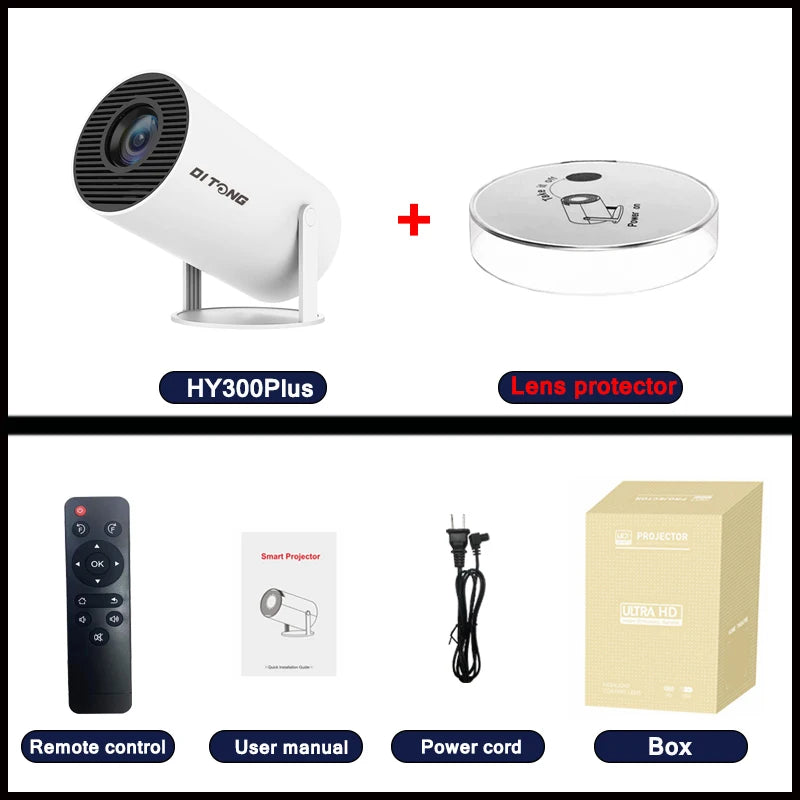 Hy300 Pro Projector 4K Android 11 Dual Wifi6 260ANSI BT5.0 HD Outdoor Portable Home Cinema 1080P 1280*720P