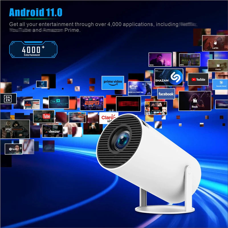 Hy300 Pro Projector 4K Android 11 Dual Wifi6 260ANSI BT5.0 HD Outdoor Portable Home Cinema 1080P 1280*720P