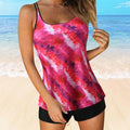 Tankini Swimsuits for Women 2024 Summer Two Piece Bathing Suits Print Sling Swim Tank Top with Shorts Beach Swimwear