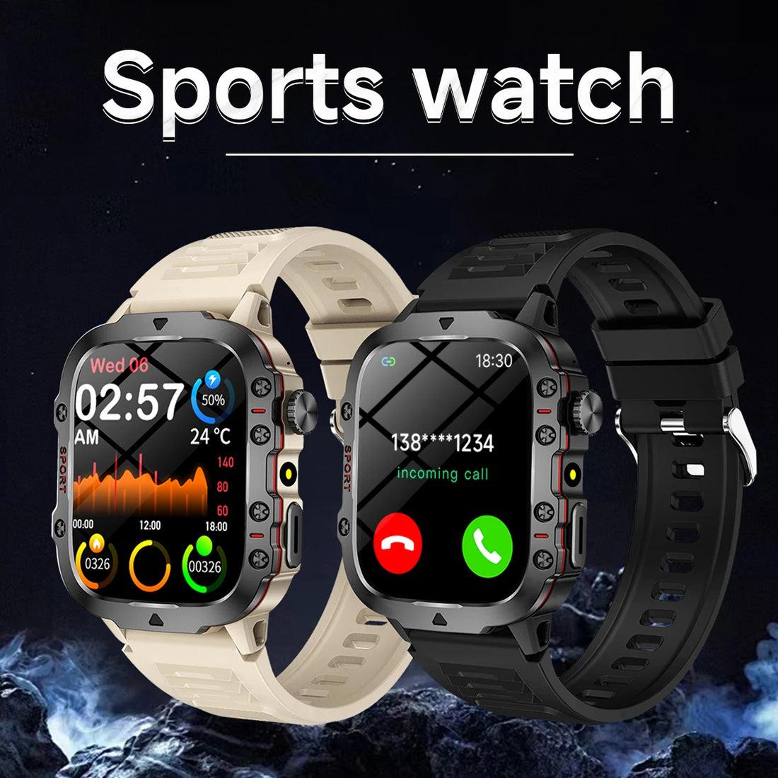 2025 for Men Outdoor Military Smartwatch 1.83" HD Flashlight Waterproof Outdoor Sport Tracker HD Bluetooth Call Smart Watch New
