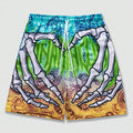 Elastic Waist Jogging Shorts, Swim Trunks, Board Shorts, Summer Beach Shorts with Hand Print, Y2K Shorts for Men, Ropa Hombre