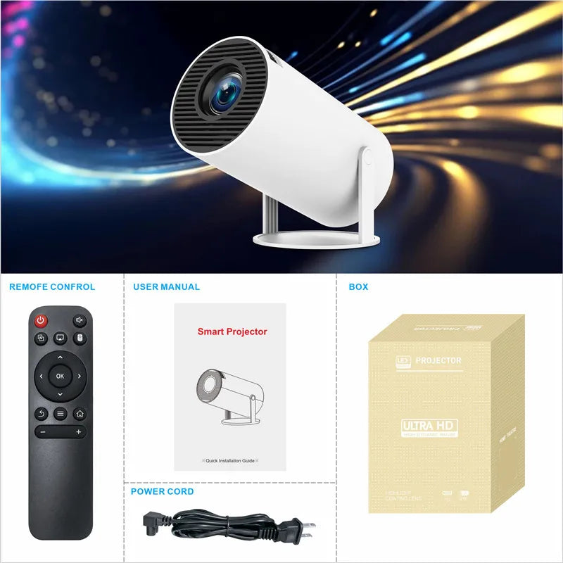 Hy300 Pro Projector 4K Android 11 Dual Wifi6 260ANSI BT5.0 HD Outdoor Portable Home Cinema 1080P 1280*720P