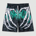 Elastic Waist Jogging Shorts, Swim Trunks, Board Shorts, Summer Beach Shorts with Hand Print, Y2K Shorts for Men, Ropa Hombre