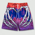 Elastic Waist Jogging Shorts, Swim Trunks, Board Shorts, Summer Beach Shorts with Hand Print, Y2K Shorts for Men, Ropa Hombre