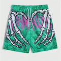 Elastic Waist Jogging Shorts, Swim Trunks, Board Shorts, Summer Beach Shorts with Hand Print, Y2K Shorts for Men, Ropa Hombre