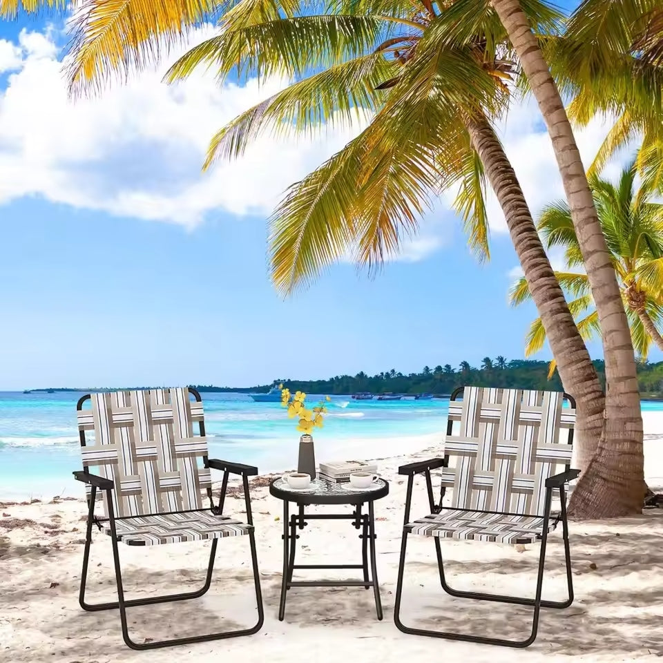 Beach Chairs for Adults 6-Pack - Lightweight Folding Camping Chair, Steel Frame, Outdoor Webbing Directors Chair